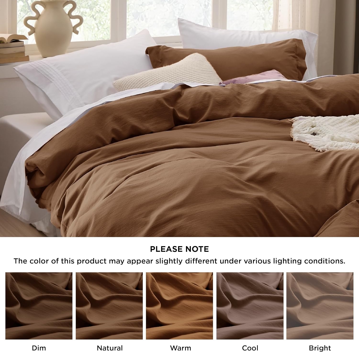 image:imageBedsure Tan Gingham Ruffle Duvet Cover SetVintage Farmhouse Bedding Queen  Cottagecore Aesthetic Ruffle Edges Soft Lightweight Hidden Zipper Inner Ties 90x90 Comforter Cover 2 Pillow Shams19  Chocolate Brown No Comforter