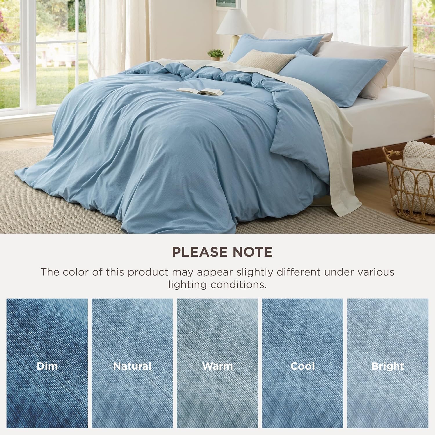 image:imageBedsure Tan Gingham Ruffle Duvet Cover SetVintage Farmhouse Bedding Queen  Cottagecore Aesthetic Ruffle Edges Soft Lightweight Hidden Zipper Inner Ties 90x90 Comforter Cover 2 Pillow Shams22  Chambray Blue No Comforter