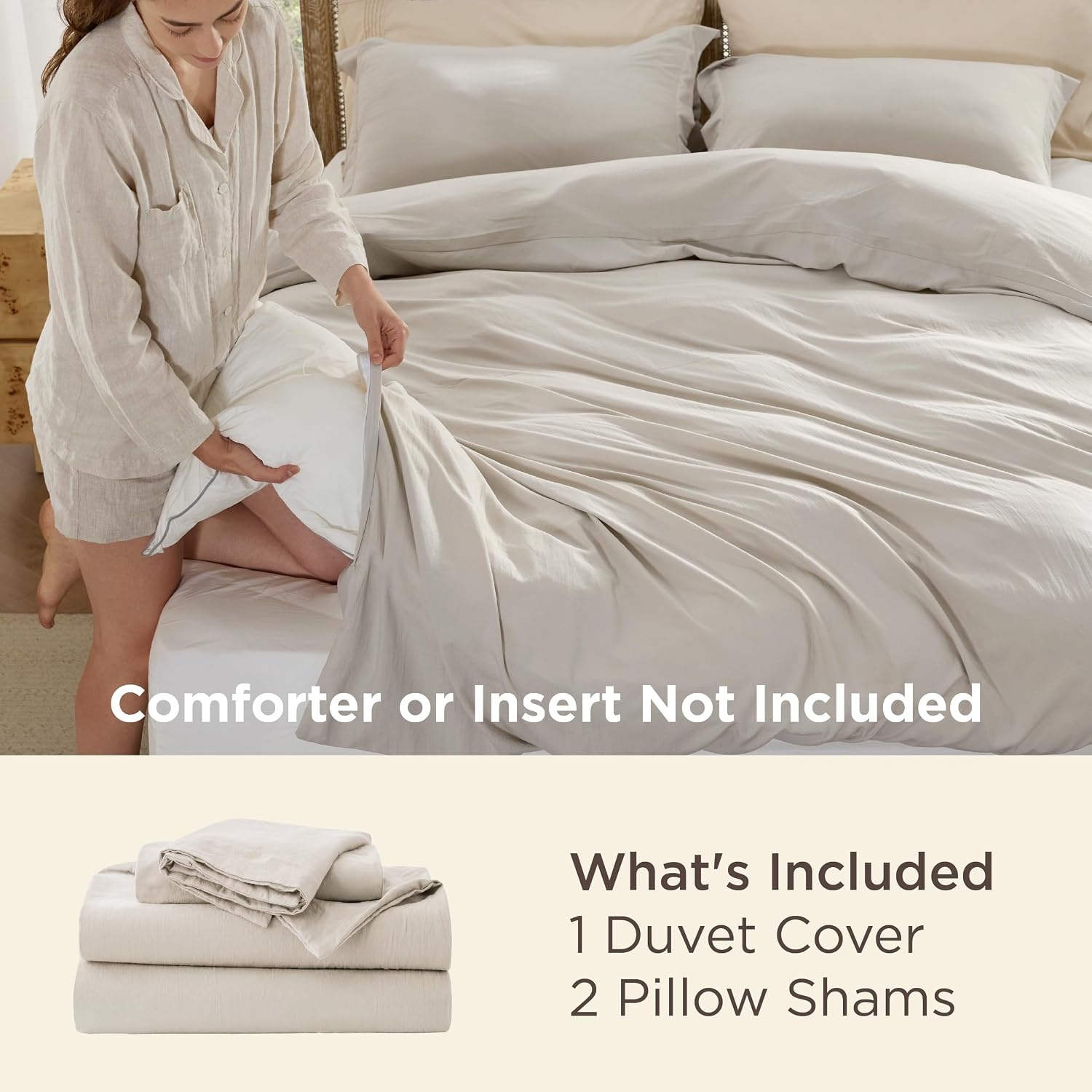 image:imageBedsure Tan Gingham Ruffle Duvet Cover SetVintage Farmhouse Bedding Queen  Cottagecore Aesthetic Ruffle Edges Soft Lightweight Hidden Zipper Inner Ties 90x90 Comforter Cover 2 Pillow ShamsBeige