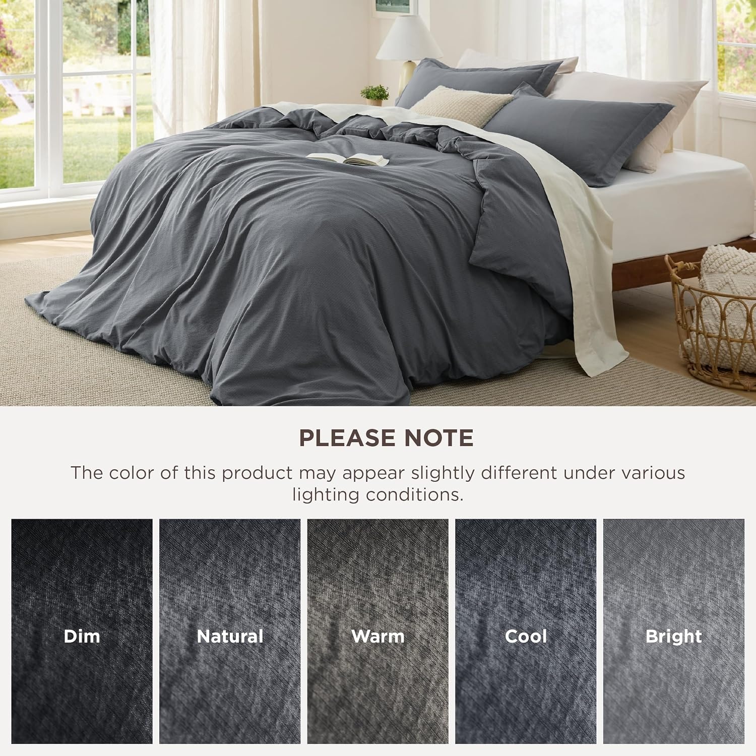 image:imageBedsure Tan Gingham Ruffle Duvet Cover SetVintage Farmhouse Bedding Queen  Cottagecore Aesthetic Ruffle Edges Soft Lightweight Hidden Zipper Inner Ties 90x90 Comforter Cover 2 Pillow Shams23  Dark Grey No Comforter