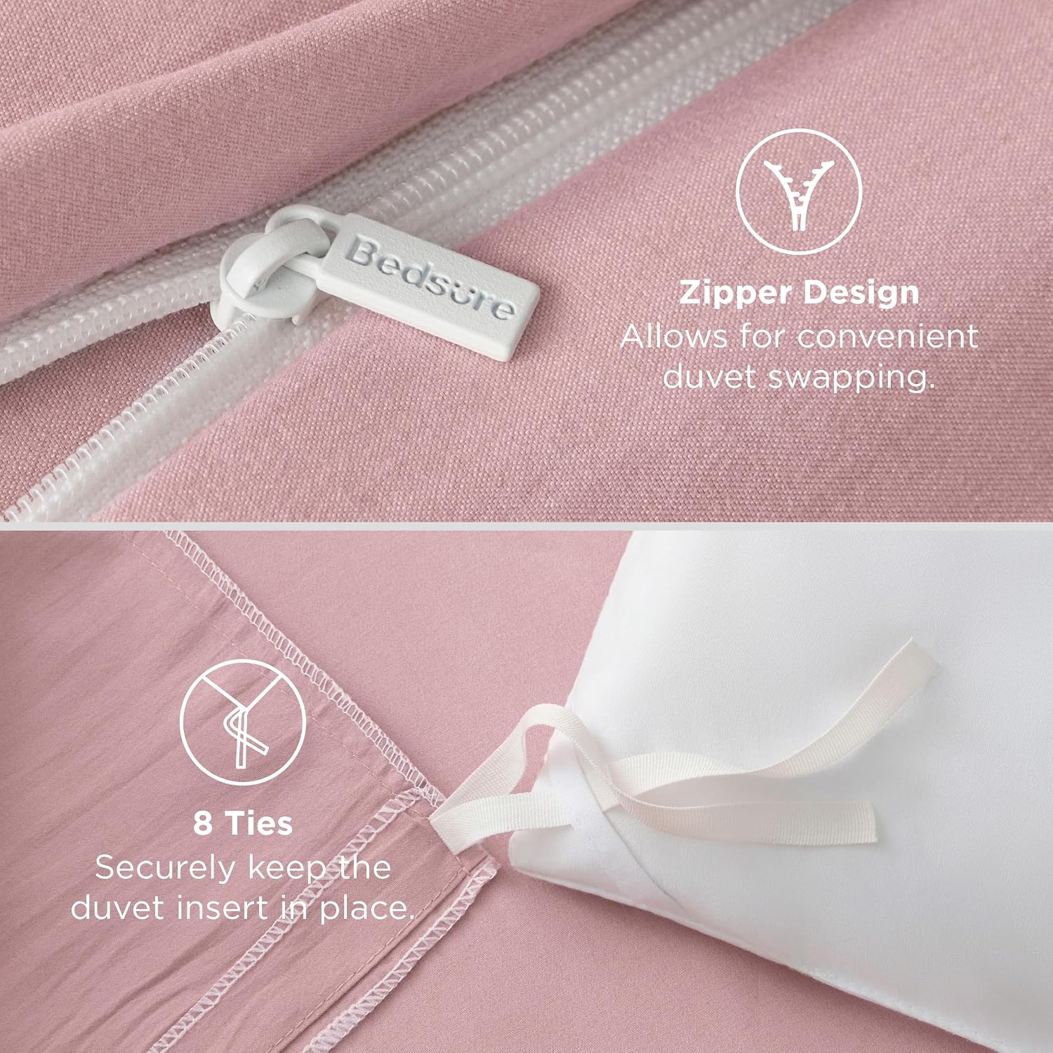 image:imageBedsure Tan Gingham Ruffle Duvet Cover SetVintage Farmhouse Bedding Queen  Cottagecore Aesthetic Ruffle Edges Soft Lightweight Hidden Zipper Inner Ties 90x90 Comforter Cover 2 Pillow Shams09  Pink No Comforter