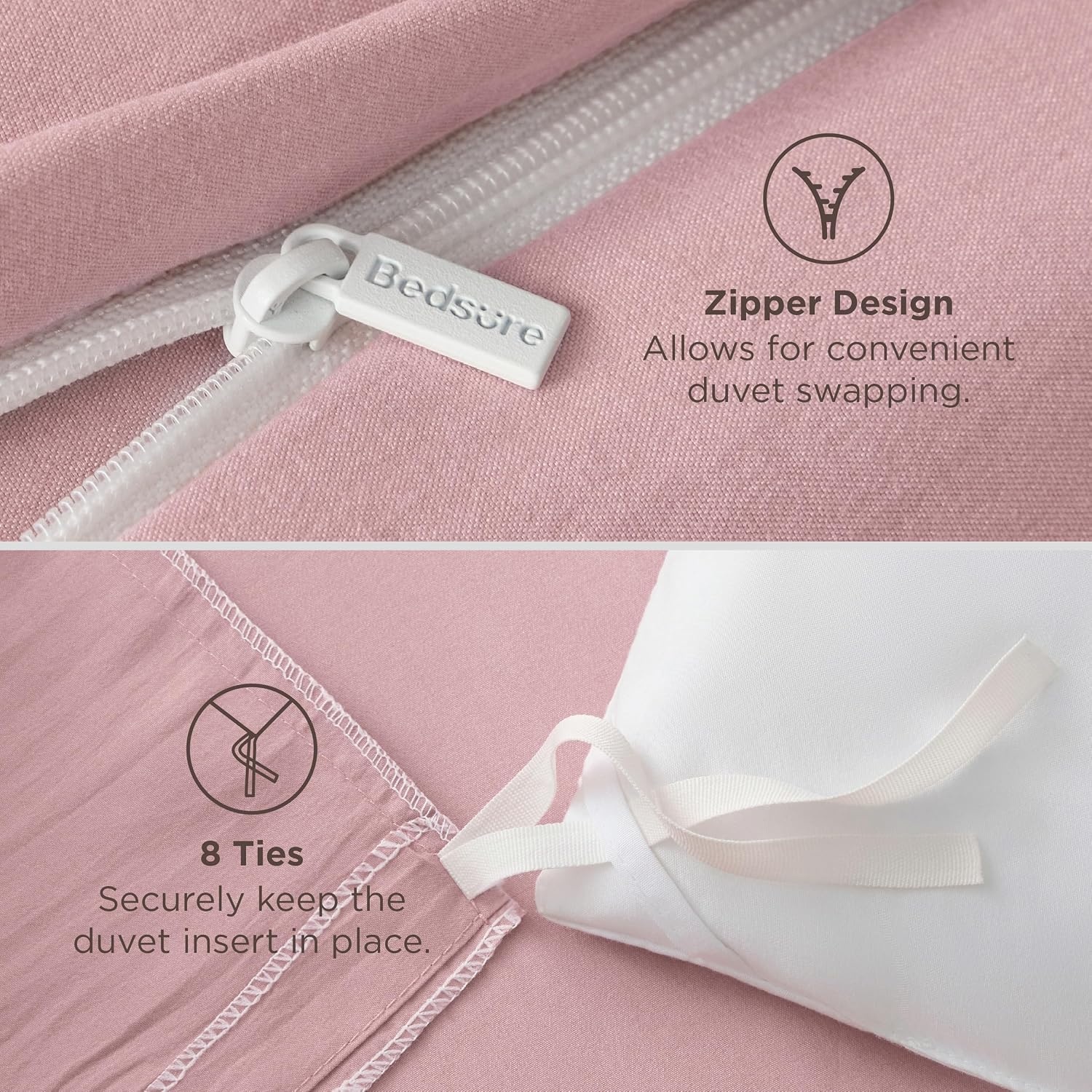 image:imageBedsure Tan Gingham Ruffle Duvet Cover SetVintage Farmhouse Bedding Queen  Cottagecore Aesthetic Ruffle Edges Soft Lightweight Hidden Zipper Inner Ties 90x90 Comforter Cover 2 Pillow Shams09  Pink No Comforter