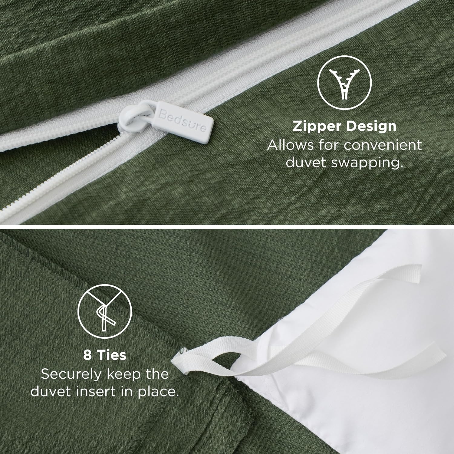 image:imageBedsure Tan Gingham Ruffle Duvet Cover SetVintage Farmhouse Bedding Queen  Cottagecore Aesthetic Ruffle Edges Soft Lightweight Hidden Zipper Inner Ties 90x90 Comforter Cover 2 Pillow Shams21  Olive Green No Comforter