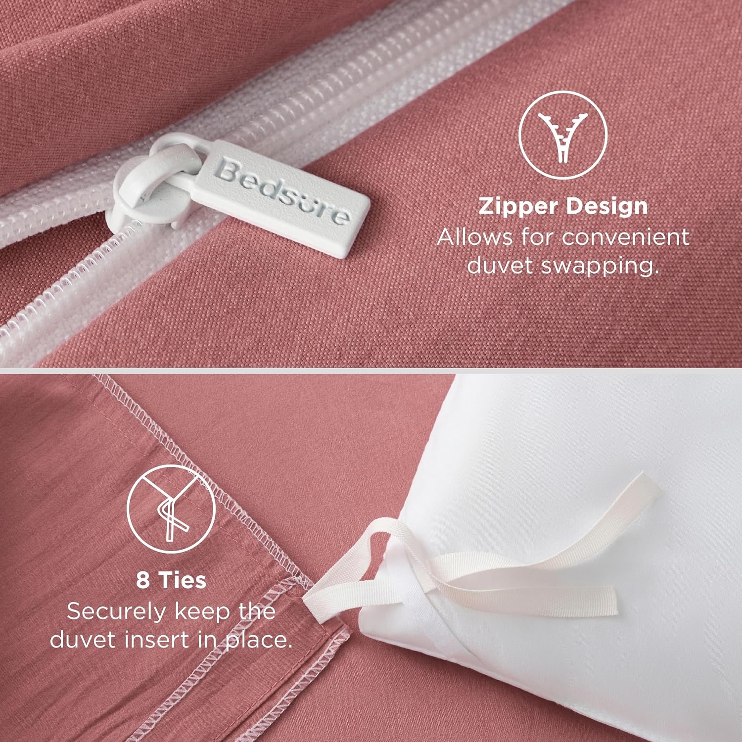 image:imageBedsure Tan Gingham Ruffle Duvet Cover SetVintage Farmhouse Bedding Queen  Cottagecore Aesthetic Ruffle Edges Soft Lightweight Hidden Zipper Inner Ties 90x90 Comforter Cover 2 Pillow Shams09  Clay Pink No Comforter