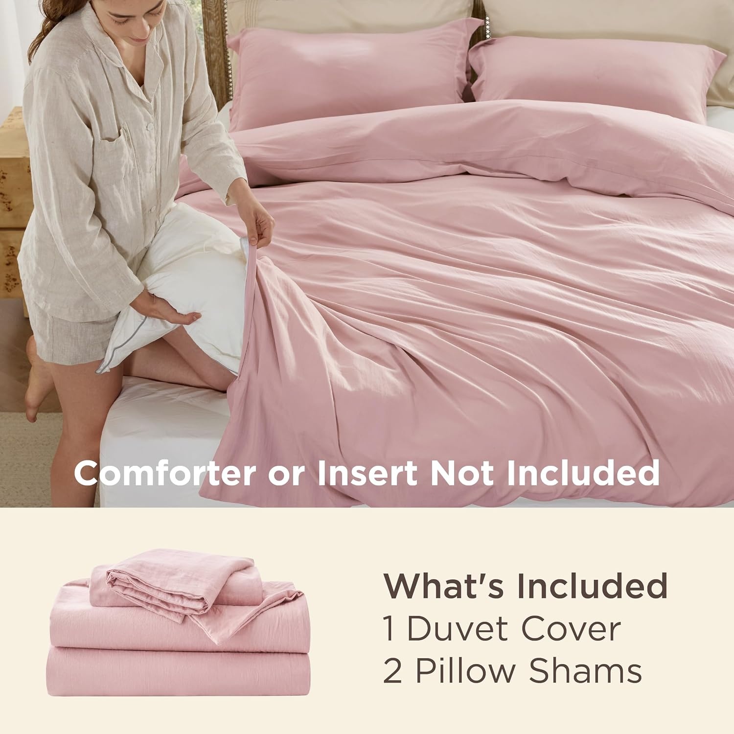 image:imageBedsure Tan Gingham Ruffle Duvet Cover SetVintage Farmhouse Bedding Queen  Cottagecore Aesthetic Ruffle Edges Soft Lightweight Hidden Zipper Inner Ties 90x90 Comforter Cover 2 Pillow Shams09  Pink No Comforter