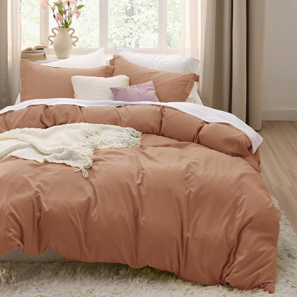 image:imageBedsure Tan Gingham Ruffle Duvet Cover SetVintage Farmhouse Bedding Queen  Cottagecore Aesthetic Ruffle Edges Soft Lightweight Hidden Zipper Inner Ties 90x90 Comforter Cover 2 Pillow Shams19 Taupe No Comforter
