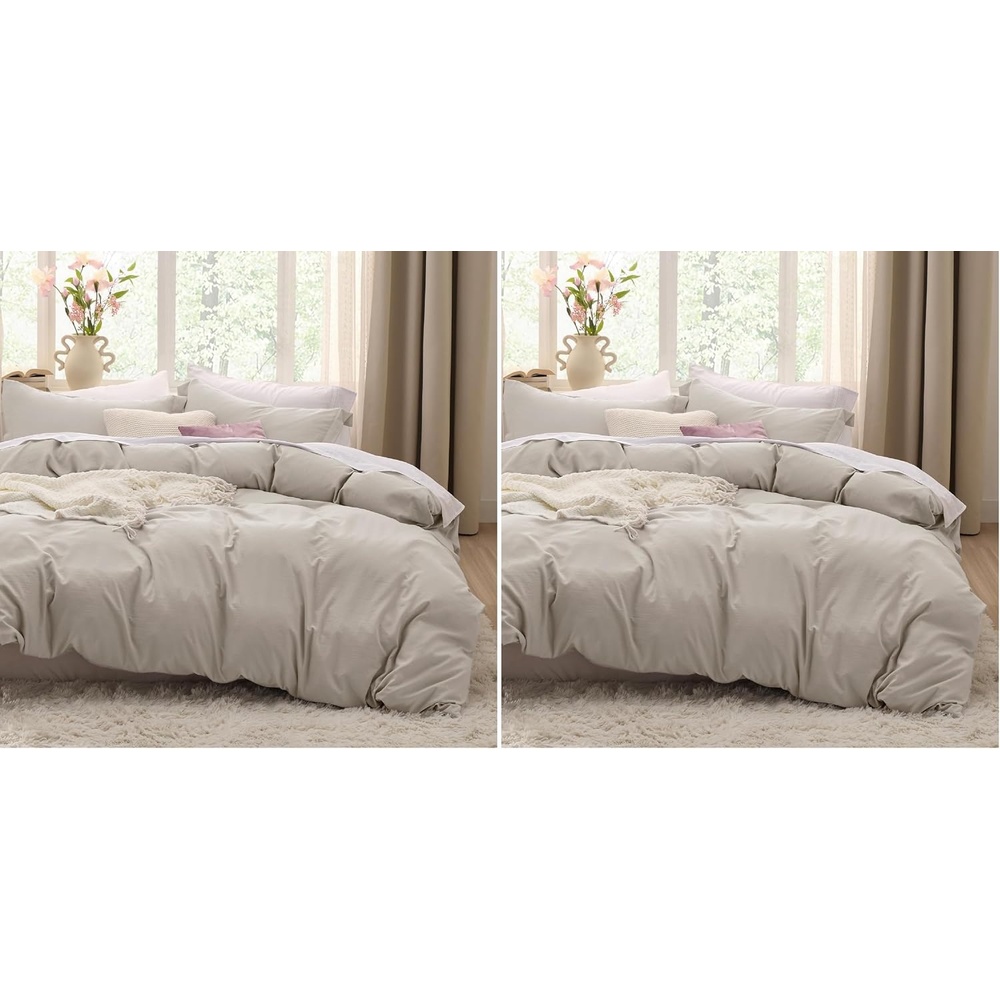 image:imageBedsure Tan Gingham Ruffle Duvet Cover SetVintage Farmhouse Bedding Queen  Cottagecore Aesthetic Ruffle Edges Soft Lightweight Hidden Zipper Inner Ties 90x90 Comforter Cover 2 Pillow ShamsBeige