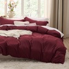image:imageBedsure Tan Gingham Ruffle Duvet Cover SetVintage Farmhouse Bedding Queen  Cottagecore Aesthetic Ruffle Edges Soft Lightweight Hidden Zipper Inner Ties 90x90 Comforter Cover 2 Pillow Shams10  Burgundy No Comforter