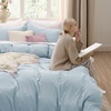 image:imageBedsure Tan Gingham Ruffle Duvet Cover SetVintage Farmhouse Bedding Queen  Cottagecore Aesthetic Ruffle Edges Soft Lightweight Hidden Zipper Inner Ties 90x90 Comforter Cover 2 Pillow Shams20  Sky Blue No Comforter
