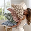 image:imageBedsure Tan Gingham Ruffle Duvet Cover SetVintage Farmhouse Bedding Queen  Cottagecore Aesthetic Ruffle Edges Soft Lightweight Hidden Zipper Inner Ties 90x90 Comforter Cover 2 Pillow Shams26  Blue Gingham