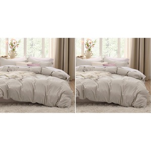 image:imageBedsure Tan Gingham Ruffle Duvet Cover SetVintage Farmhouse Bedding Queen  Cottagecore Aesthetic Ruffle Edges Soft Lightweight Hidden Zipper Inner Ties 90x90 Comforter Cover 2 Pillow ShamsBeige