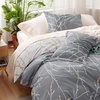 image:imageBedsure Duvet Cover Queen Size  Reversible Green FloralampBird Duvet Cover Set with Zipper Closure 3 Pieces Mistletoe Bedding Set with 8 Corner Ties and 2 Pillow Shams 20x2611  GreyIvory No Comforter