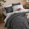 image:imageBedsure Duvet Cover Queen Size  Reversible Green FloralampBird Duvet Cover Set with Zipper Closure 3 Pieces Mistletoe Bedding Set with 8 Corner Ties and 2 Pillow Shams 20x2612  Dark Grey No Comforter