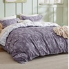image:imageBedsure Duvet Cover Queen Size  Reversible Green FloralampBird Duvet Cover Set with Zipper Closure 3 Pieces Mistletoe Bedding Set with 8 Corner Ties and 2 Pillow Shams 20x2608  Grayish Purple No Comforter