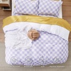 image:imageBedsure Duvet Cover Queen Size  Reversible Green FloralampBird Duvet Cover Set with Zipper Closure 3 Pieces Mistletoe Bedding Set with 8 Corner Ties and 2 Pillow Shams 20x2629  Purple Checkered No Comforter
