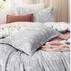 image:imageBedsure Duvet Cover Queen Size  Reversible Green FloralampBird Duvet Cover Set with Zipper Closure 3 Pieces Mistletoe Bedding Set with 8 Corner Ties and 2 Pillow Shams 20x2622  Grey No Comforter