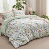 image:imageBedsure Duvet Cover Queen Size  Reversible Green FloralampBird Duvet Cover Set with Zipper Closure 3 Pieces Mistletoe Bedding Set with 8 Corner Ties and 2 Pillow Shams 20x2615  Green Floral No Comforter
