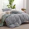 image:imageBedsure Duvet Cover Queen Size  Reversible Green FloralampBird Duvet Cover Set with Zipper Closure 3 Pieces Mistletoe Bedding Set with 8 Corner Ties and 2 Pillow Shams 20x2611  GreyIvory No Comforter