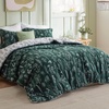 image:imageBedsure Duvet Cover Queen Size  Reversible Green FloralampBird Duvet Cover Set with Zipper Closure 3 Pieces Mistletoe Bedding Set with 8 Corner Ties and 2 Pillow Shams 20x2632  Emerald Green No Comforter