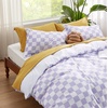 image:imageBedsure Duvet Cover Queen Size  Reversible Green FloralampBird Duvet Cover Set with Zipper Closure 3 Pieces Mistletoe Bedding Set with 8 Corner Ties and 2 Pillow Shams 20x2629  Purple Checkered No Comforter