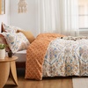 image:imageBedsure Duvet Cover Queen Size  Reversible Green FloralampBird Duvet Cover Set with Zipper Closure 3 Pieces Mistletoe Bedding Set with 8 Corner Ties and 2 Pillow Shams 20x2613  Apricot Buff No Comforter