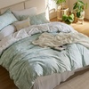 image:imageBedsure Duvet Cover Queen Size  Reversible Green FloralampBird Duvet Cover Set with Zipper Closure 3 Pieces Mistletoe Bedding Set with 8 Corner Ties and 2 Pillow Shams 20x2603  Sage Green No Comforter