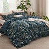 image:imageBedsure Duvet Cover Queen Size  Reversible Green FloralampBird Duvet Cover Set with Zipper Closure 3 Pieces Mistletoe Bedding Set with 8 Corner Ties and 2 Pillow Shams 20x2616  Navy Blue Floral No Comforter