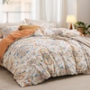 image:imageBedsure Duvet Cover Queen Size  Reversible Green FloralampBird Duvet Cover Set with Zipper Closure 3 Pieces Mistletoe Bedding Set with 8 Corner Ties and 2 Pillow Shams 20x2613  Apricot Buff No Comforter