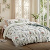 image:imageBedsure Duvet Cover Queen Size  Reversible Green FloralampBird Duvet Cover Set with Zipper Closure 3 Pieces Mistletoe Bedding Set with 8 Corner Ties and 2 Pillow Shams 20x2604  Coconut White No Comforter