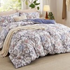 image:imageBedsure Duvet Cover Queen Size  Reversible Green FloralampBird Duvet Cover Set with Zipper Closure 3 Pieces Mistletoe Bedding Set with 8 Corner Ties and 2 Pillow Shams 20x2617  Blue Blossm No Comforter