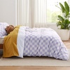 image:imageBedsure Duvet Cover Queen Size  Reversible Green FloralampBird Duvet Cover Set with Zipper Closure 3 Pieces Mistletoe Bedding Set with 8 Corner Ties and 2 Pillow Shams 20x2629  Purple Checkered No Comforter