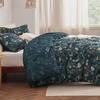 image:imageBedsure Duvet Cover Queen Size  Reversible Green FloralampBird Duvet Cover Set with Zipper Closure 3 Pieces Mistletoe Bedding Set with 8 Corner Ties and 2 Pillow Shams 20x2616  Navy Blue Floral No Comforter