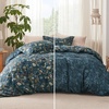 image:imageBedsure Duvet Cover Queen Size  Reversible Green FloralampBird Duvet Cover Set with Zipper Closure 3 Pieces Mistletoe Bedding Set with 8 Corner Ties and 2 Pillow Shams 20x2616  Navy Blue Floral No Comforter