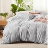 image:imageBedsure Duvet Cover Queen Size  Reversible Green FloralampBird Duvet Cover Set with Zipper Closure 3 Pieces Mistletoe Bedding Set with 8 Corner Ties and 2 Pillow Shams 20x2622  Grey No Comforter