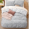 image:imageBedsure Duvet Cover Queen Size  Reversible Green FloralampBird Duvet Cover Set with Zipper Closure 3 Pieces Mistletoe Bedding Set with 8 Corner Ties and 2 Pillow Shams 20x2622  Grey No Comforter