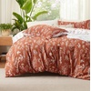 image:imageBedsure Duvet Cover Queen Size  Reversible Green FloralampBird Duvet Cover Set with Zipper Closure 3 Pieces Mistletoe Bedding Set with 8 Corner Ties and 2 Pillow Shams 20x2619  Terracotta No Comforter