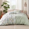 image:imageBedsure Duvet Cover Queen Size  Reversible Green FloralampBird Duvet Cover Set with Zipper Closure 3 Pieces Mistletoe Bedding Set with 8 Corner Ties and 2 Pillow Shams 20x2615  Green Floral No Comforter