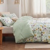 image:imageBedsure Duvet Cover Queen Size  Reversible Green FloralampBird Duvet Cover Set with Zipper Closure 3 Pieces Mistletoe Bedding Set with 8 Corner Ties and 2 Pillow Shams 20x2615  Green Floral No Comforter