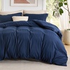 image:imageBedsure Duvet Cover Queen Size 1Pc Soft Double Brushed Bedding Black00  Navy Blue