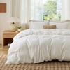 image:imageBedsure Duvet Cover Queen Size 1Pc Soft Double Brushed Bedding Black02  Cream White