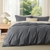 image:imageBedsure Duvet Cover Queen Size 1Pc Soft Double Brushed Bedding Black02  Dark Grey