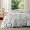 image:imageBedsure Duvet Cover Queen Size 1Pc Soft Double Brushed Bedding Black05  Silver Grey