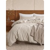 image:imageBedsure PureWoven 3 Pieces 100 Cotton Waffle Duvet Cover Set King Brown03  Beige No Comforter
