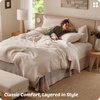 image:imageBedsure PureWoven 3 Pieces 100 Cotton Waffle Duvet Cover Set King Brown03  Beige No Comforter