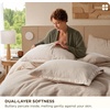 image:imageBedsure PureWoven 3 Pieces 100 Cotton Waffle Duvet Cover Set King Brown03  Beige No Comforter