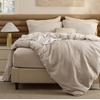 image:imageBedsure PureWoven 3 Pieces 100 Cotton Waffle Duvet Cover Set King Brown04  Linen No Comforter
