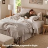 image:imageBedsure PureWoven 3 Pieces 100 Cotton Waffle Duvet Cover Set King Brown04  Linen No Comforter