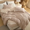 image:imageBedsure PureWoven 3 Pieces 100 Cotton Waffle Duvet Cover Set King Brown05  Khaki No Comforter
