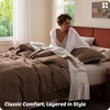 image:imageBedsure PureWoven 3 Pieces 100 Cotton Waffle Duvet Cover Set King Brown06  Chocolate Brown No Comforter