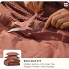 image:imageBedsure PureWoven 3 Pieces 100 Cotton Waffle Duvet Cover Set King Brown07  Burnt Orange No Comforter